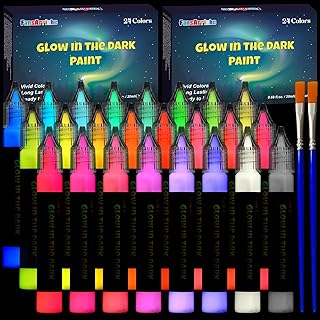 FansArriche Glow in the Dark Paint Bulk, 24 Colors x 20 ml Fabric Paint ...