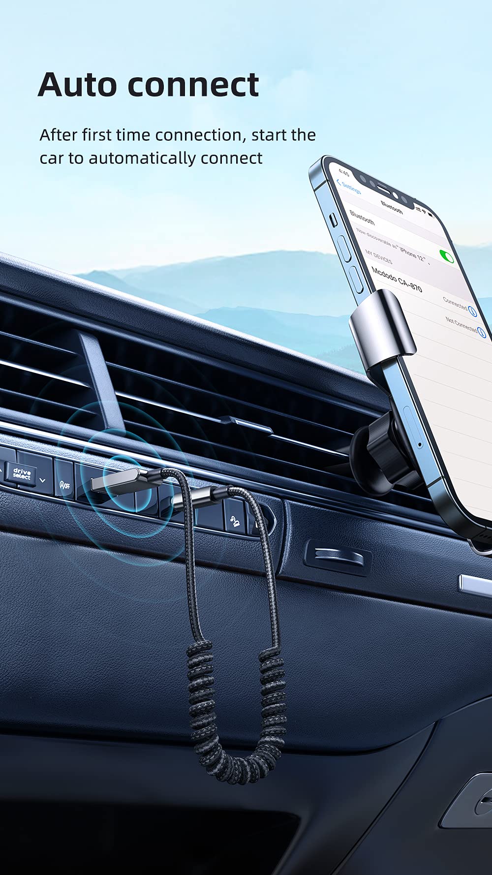 Mcdodo Bluetooth Car Receiver Aux, Gri