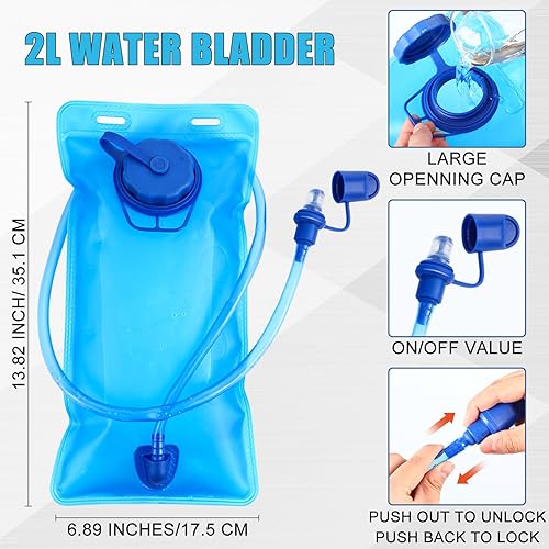 Miniatura 3 de Chunful Paquete de 4 mochilas de hidratación con bolsa de agua de 2 litros, mochila de agua de hidratación deportiva con bolsa de agua para hombres