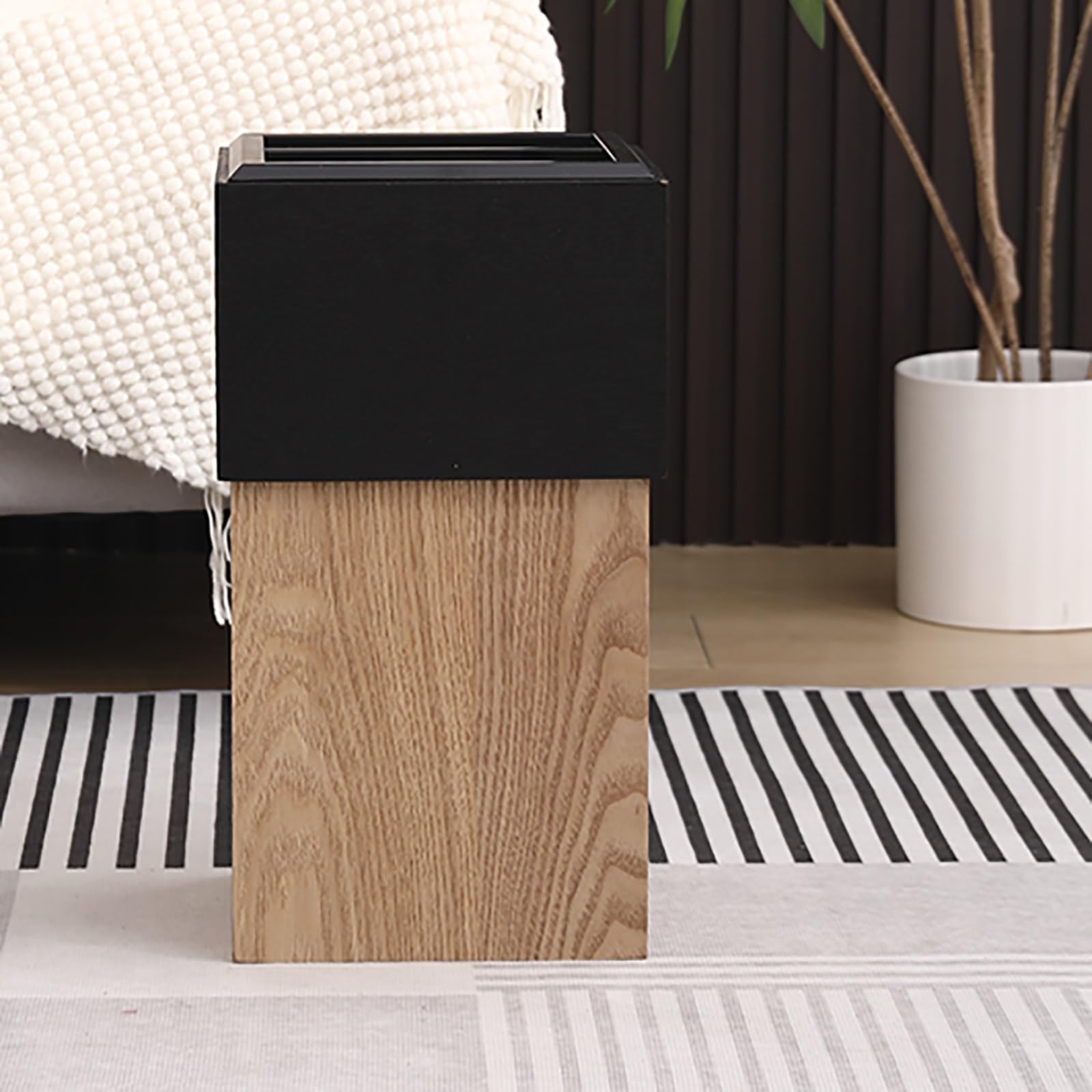 Cubo de Basura Estrecho de Madera de Nogal, Cubos Reciclaje Comerciales Duraderos, Papelera Cocina para Sala de Estar, Dormitorio, Cocina, Baño, sin Tapa