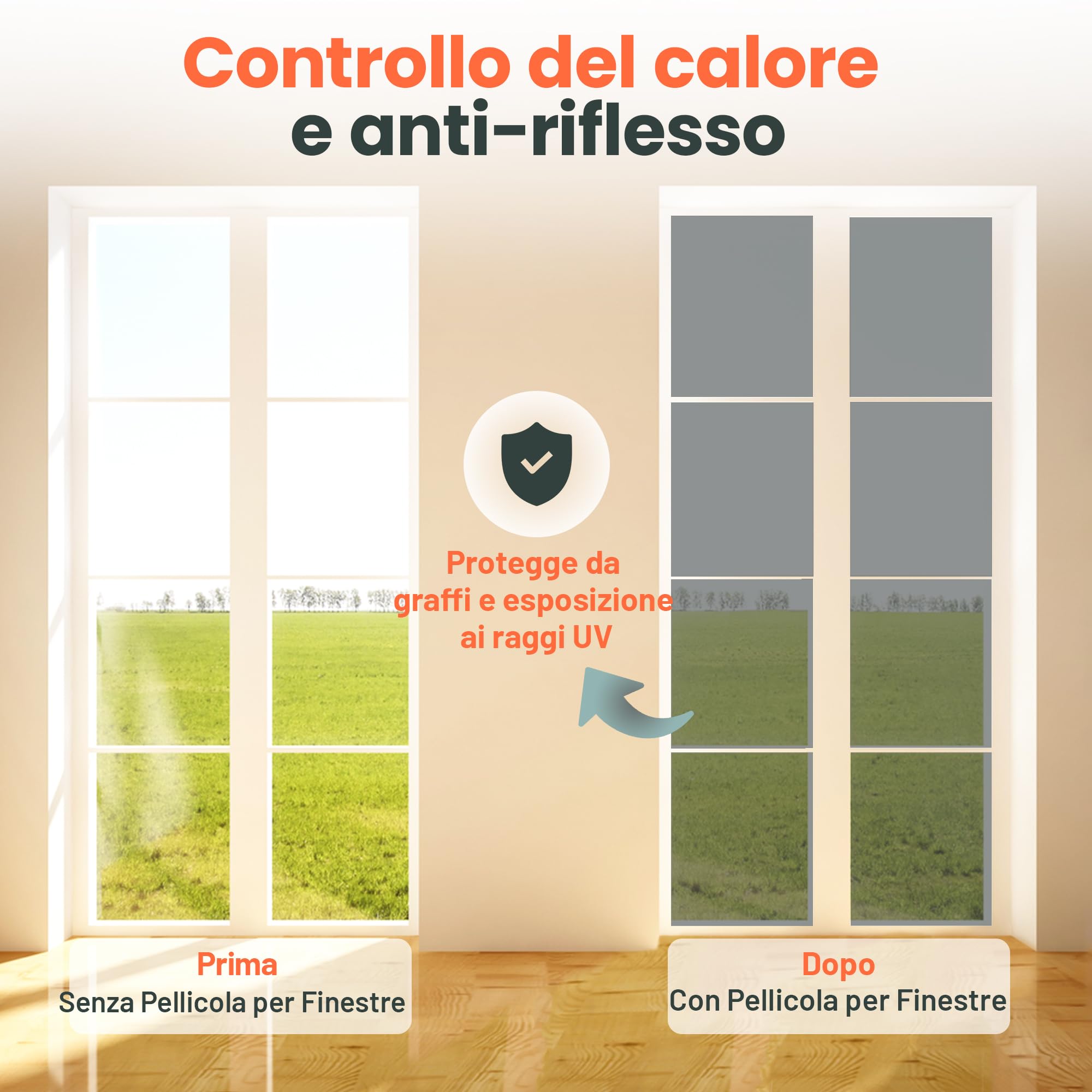 Zindoo Pellicola Per Vetri Finestre Argento 90 * 200cm Con Strumenti Di Installazione Pellicola Oscurante Vetri Finestre 99% Anti-UV Controllo Del Calore, Adatto Per Ufficio Casa