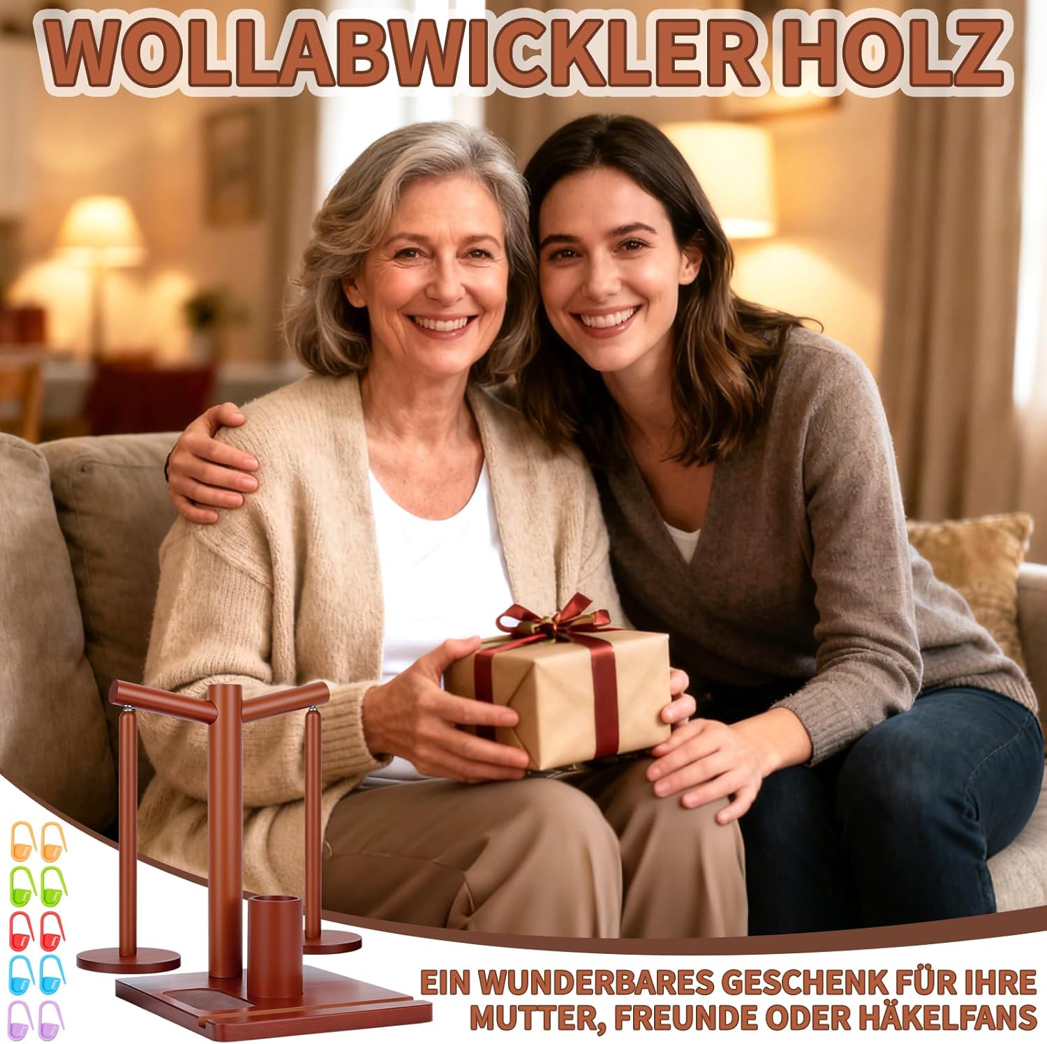 SelfTek Holz-Wollabwickler doppelt