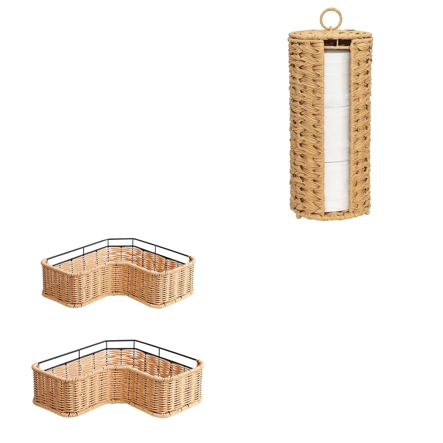 GRANNY SAYS Bundle of 2-Pack Adhesive Shower Shelves 1-Pack Tissue Holder for Bathroom