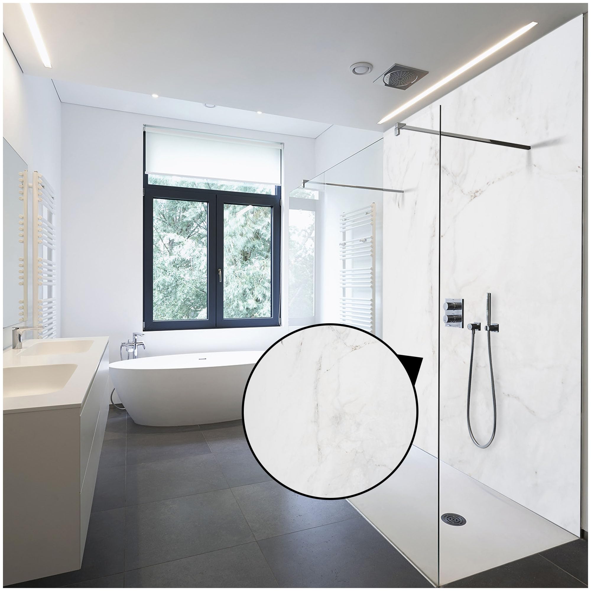 WALLando Premium Duschrückwand 250x100 Cm – Steindesign Seidenmatt – DIY Verkleidung Für Dusche & Bad Aus Hochwertigem PVC