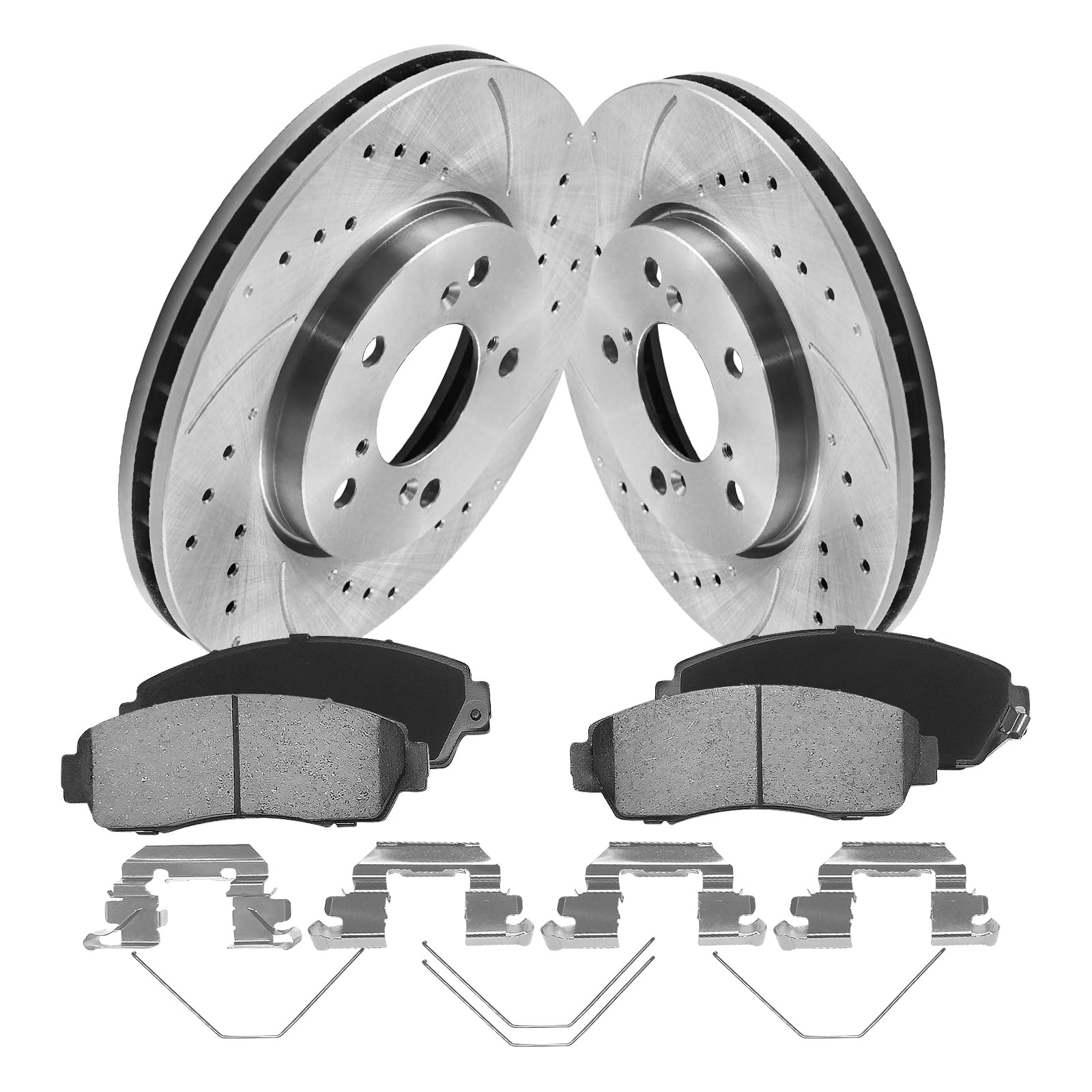 funire Front Brake Rotors Kit Compatible with 2005-2010 Honda Odyssey|Automotive Replacement Brake Kit|295.9mm(11.6in)|D1521-7994 & 31368 Drilled & Slotted Vented Brake Discs and Ceramic Brake Pads