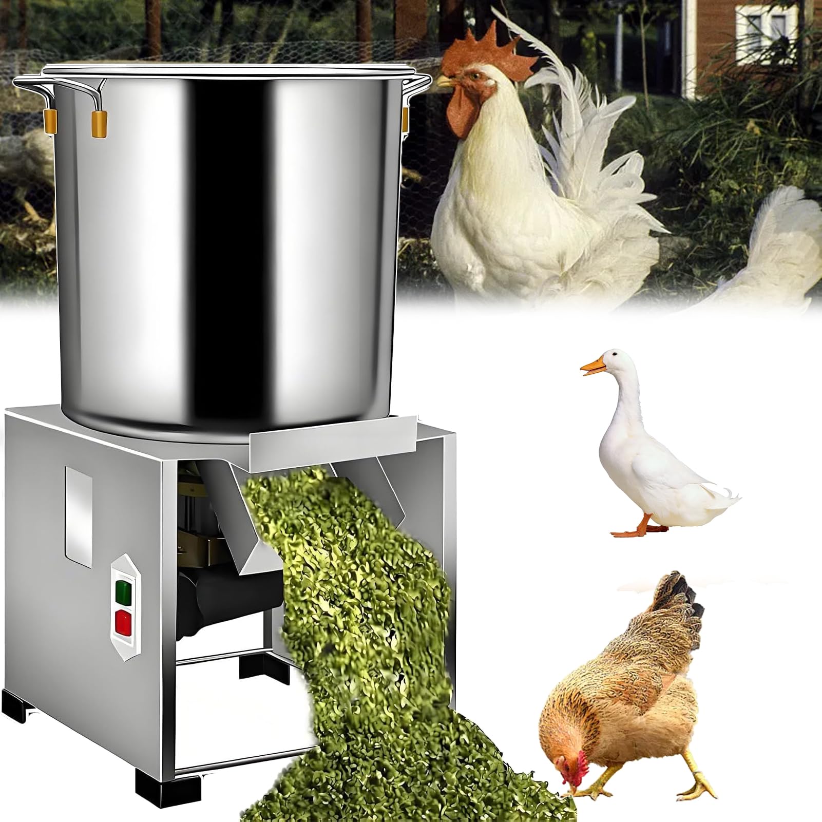 GZGHRZQS Small Household Poultry Feed | Poultry And Animalfeed Preparation Food Processor | 3500 Rpm Electric Vegetable Chopper | Stainless Steel Poultry Breeding Equipment | For Farm Use