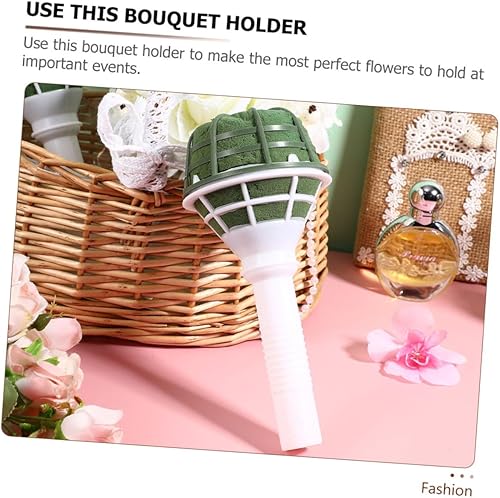 Miniatura 5 de 4 soportes para ramo de novia para flores reales, mango de boda, soporte floral para arreglo de ramo, tapa verde arcilla verde