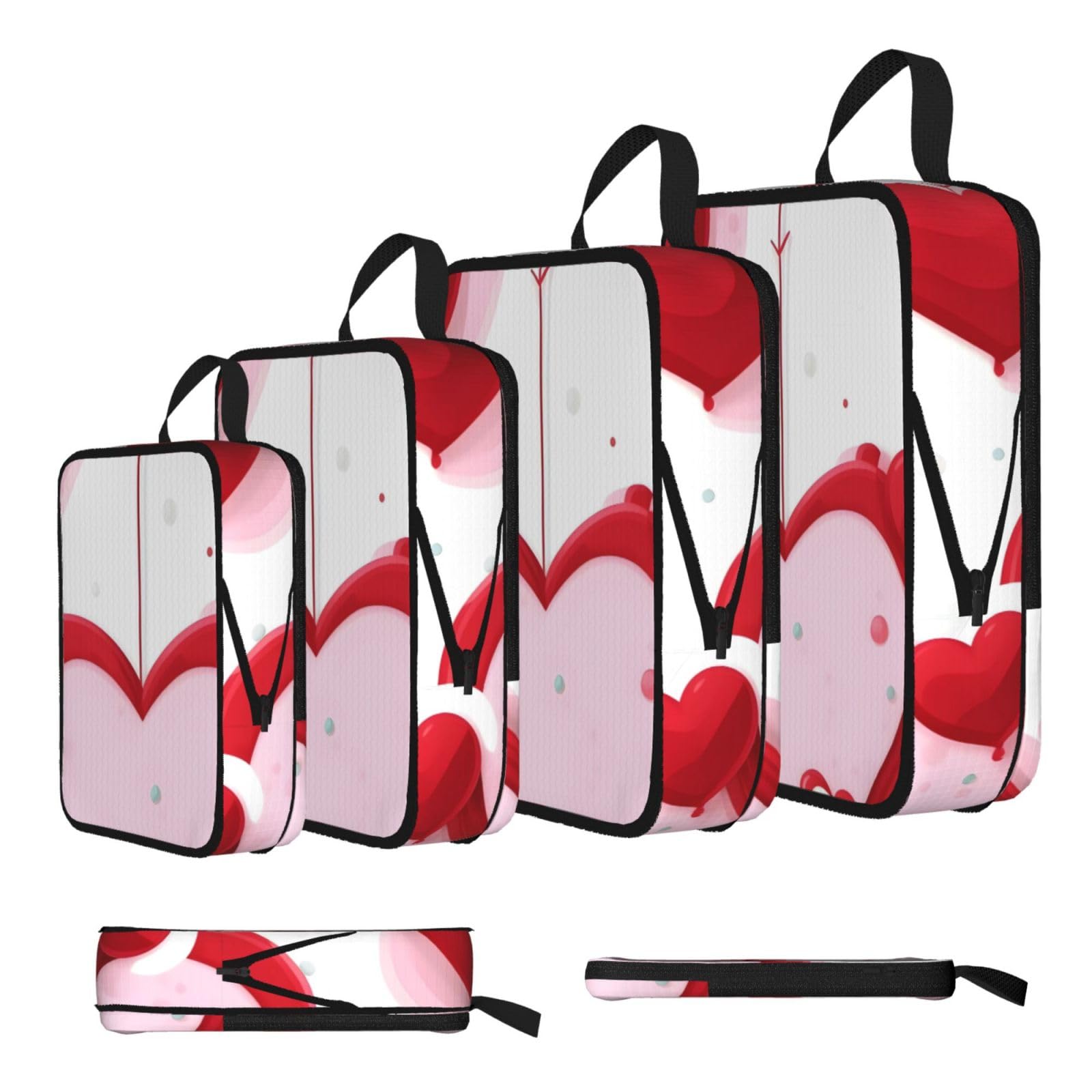 Little Red Heart Compression Packing Cubes 4 Piece Set