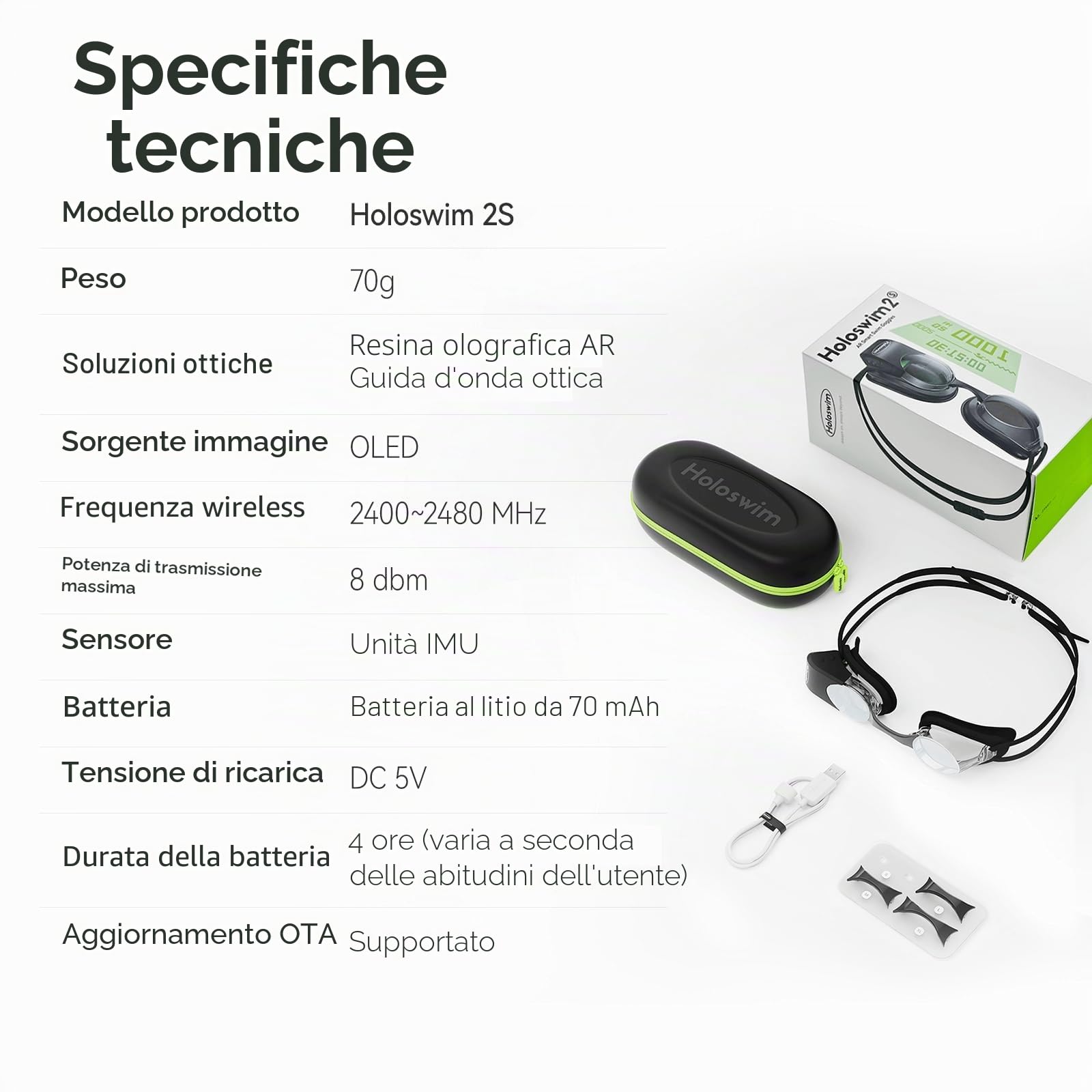 Holoswim Occhialini da nuoto intelligenti, 2S