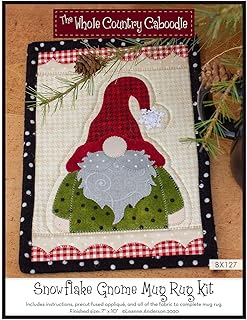 The Whole Country Caboodle Snowflake Gnome Mug Rug Kit Pattern, Small