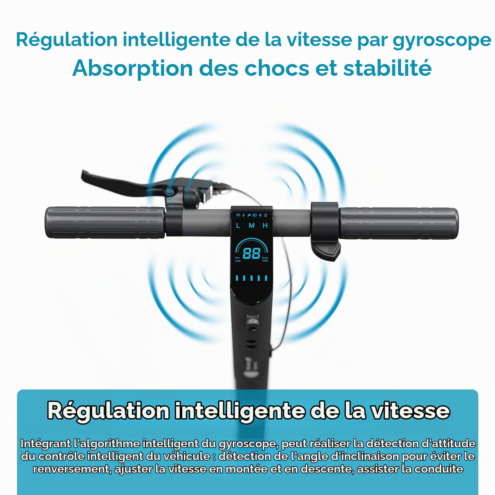 M MEGAWHEELS Trottinette Électrique Adulte, Autonomie 30-35KM, Vitesse Maximale 25KM/H, 9" Pneus, Moteur 350 W, Charge maximale 120KG, APP Contrôle, Pliable et Portable