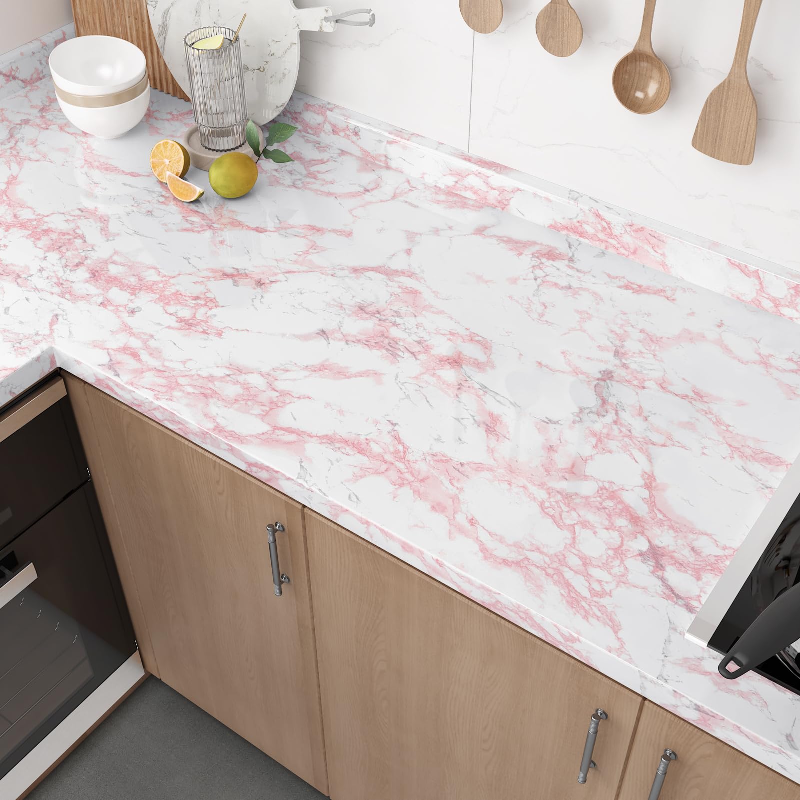 Spatwand in roze premium terrazzo 80 cm - Badkamermeubels