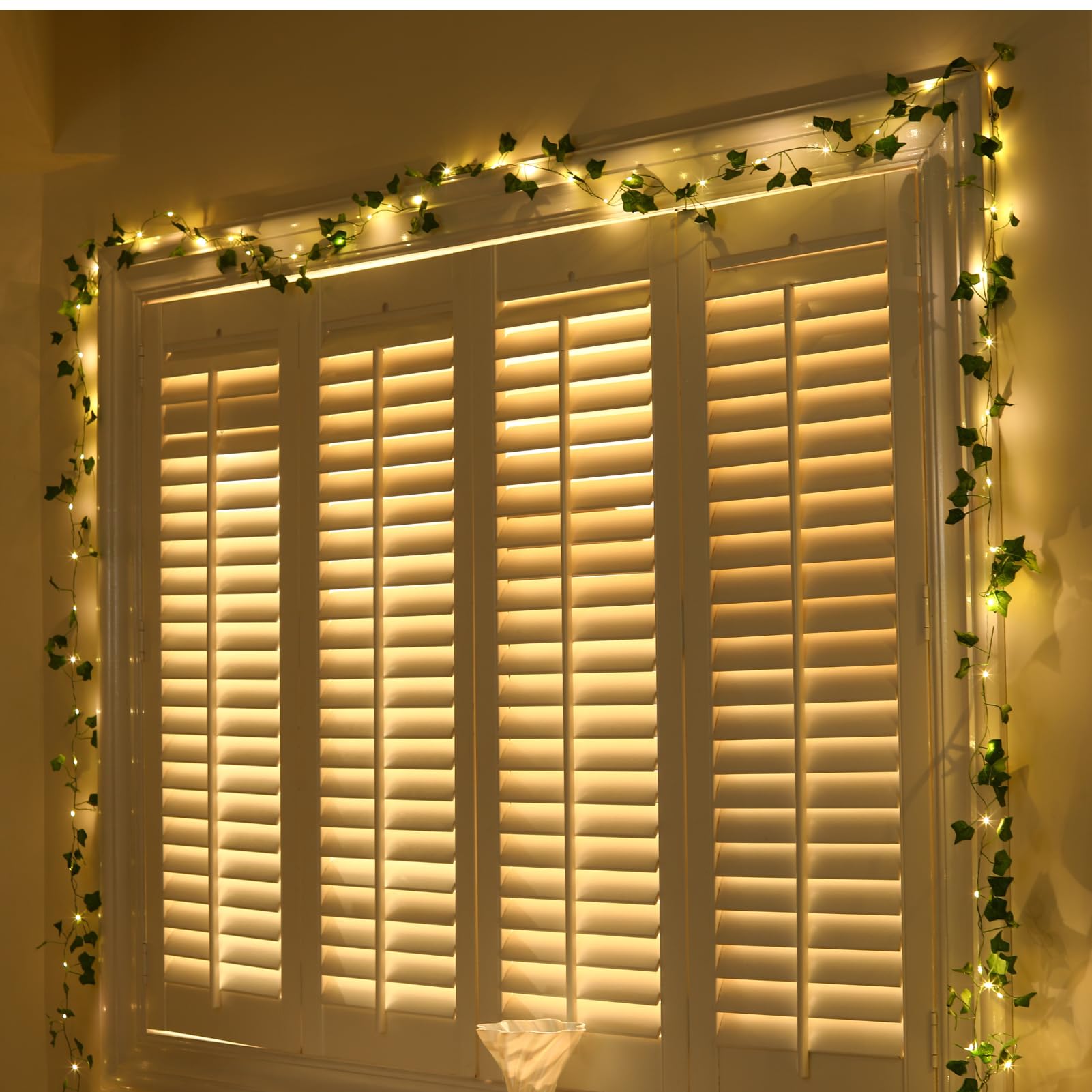 Vine con luces de hadas de 40 pies, 120 luces LED de hiedra con enchufe USB y luces de hoja que funcionan con pilas, con temporizador, 8 modos, luz decorativa remota para dormitorio, boda