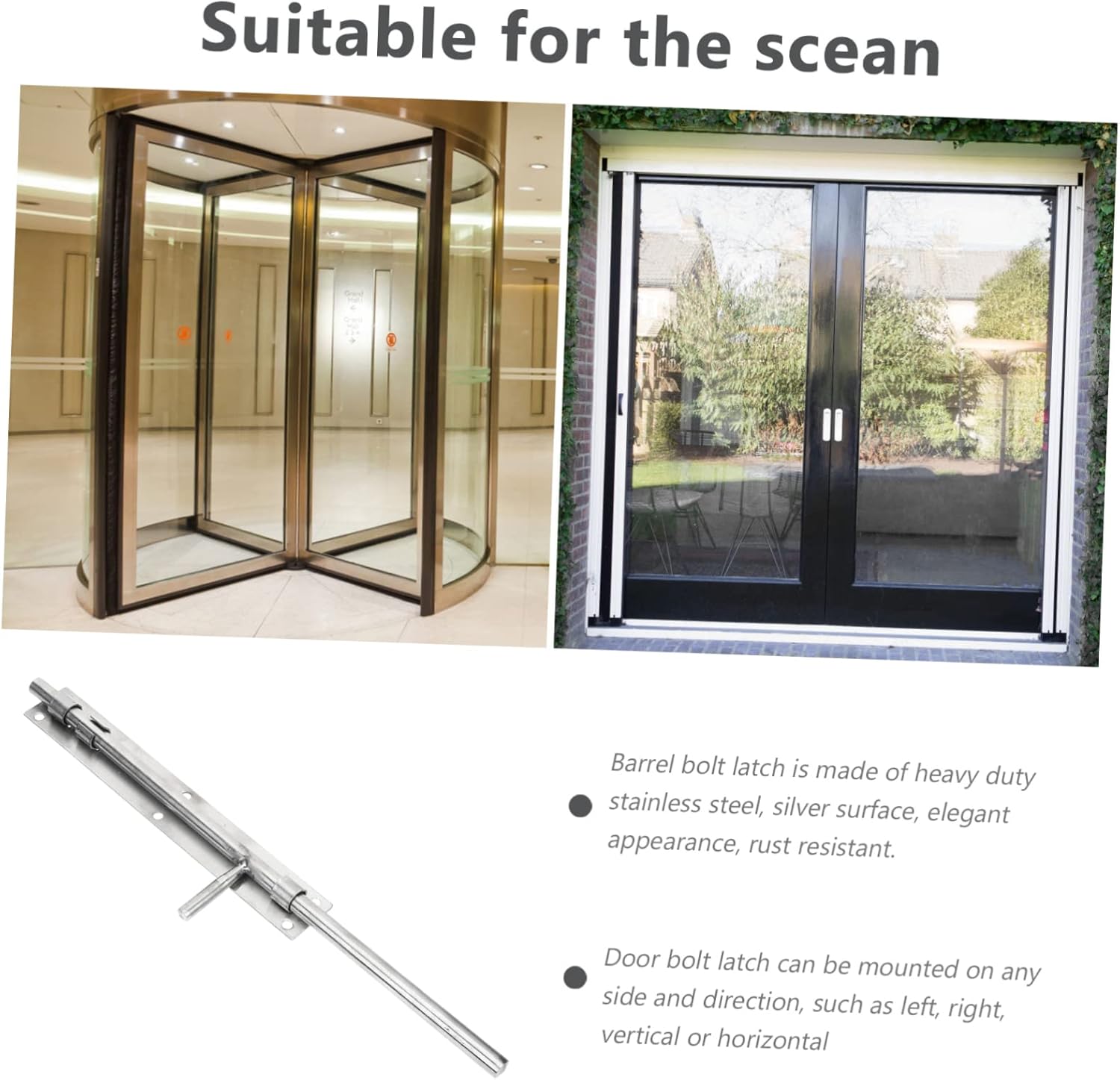 TEHAUX 5pcs Fence Drop Bolt Hardware Heavy Duty Slide Bolt Latch Security Door Lock Door Lock Slide for Inside