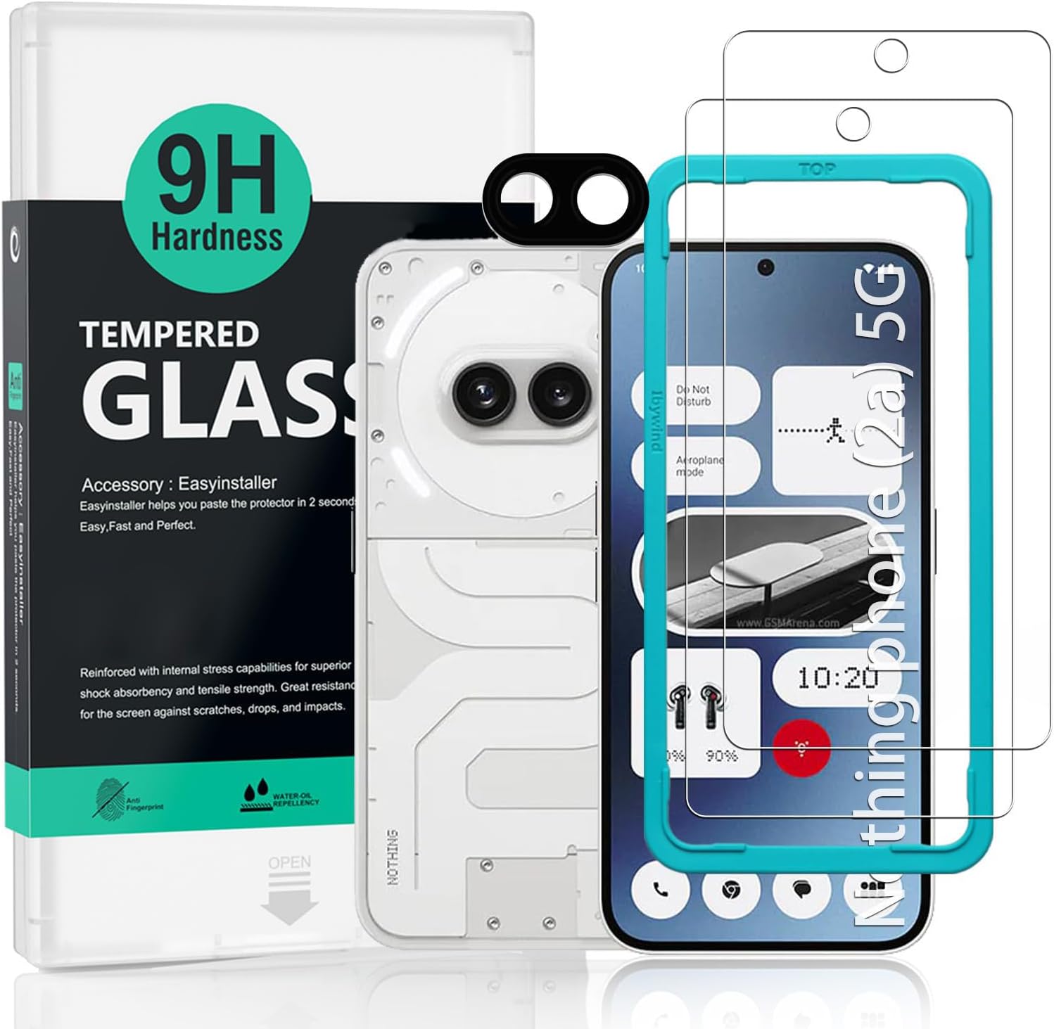 Ibywind Screen Protector For Nothing Phone (2a) 5G/Phone (2a) Plus 5G 6.7"[2 Pack],9H Hardness Tempered Glass,With 1Pc Camera Lens Protector,Easy to Install