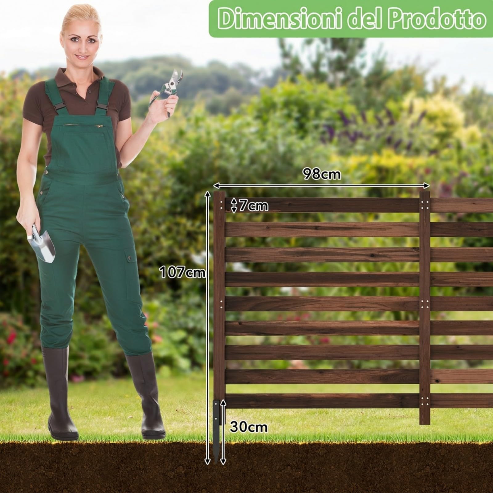 COSTWAY Recinzione da Giardino in Legno Massello, Schermo per Privacy da Esterno Regolabile, Pannelli Privacy da Giardino per Condizionatore e Bidoni della Spazzatura e Divisorio di Spazio (Marrone)