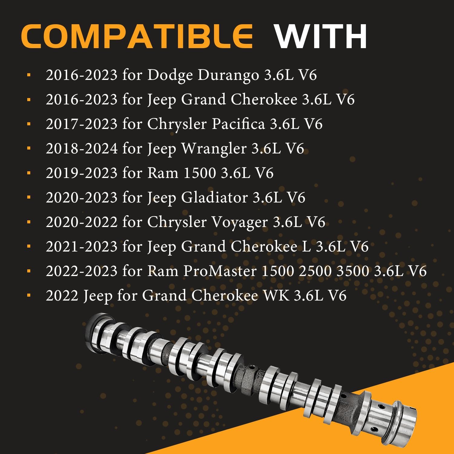 5047913AD Right Side Intake Camshaft Compatible with Jeep Grand Cherokee L WK Wrangler Gladiator Dodge Durango Chrysler Pacifica Voyager Ram 1500 ProMaster 1500/2500/3500 3.6L V6 2016-2023