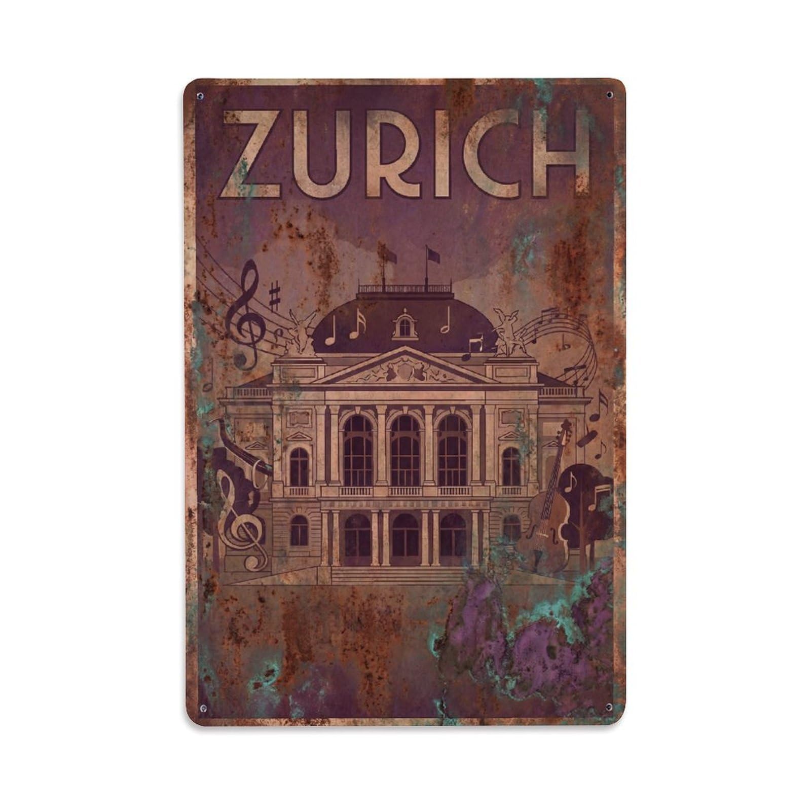 Este 8X12inch Style Vintage Travel Zurich Switzerland Supreme Metal Tin Sign