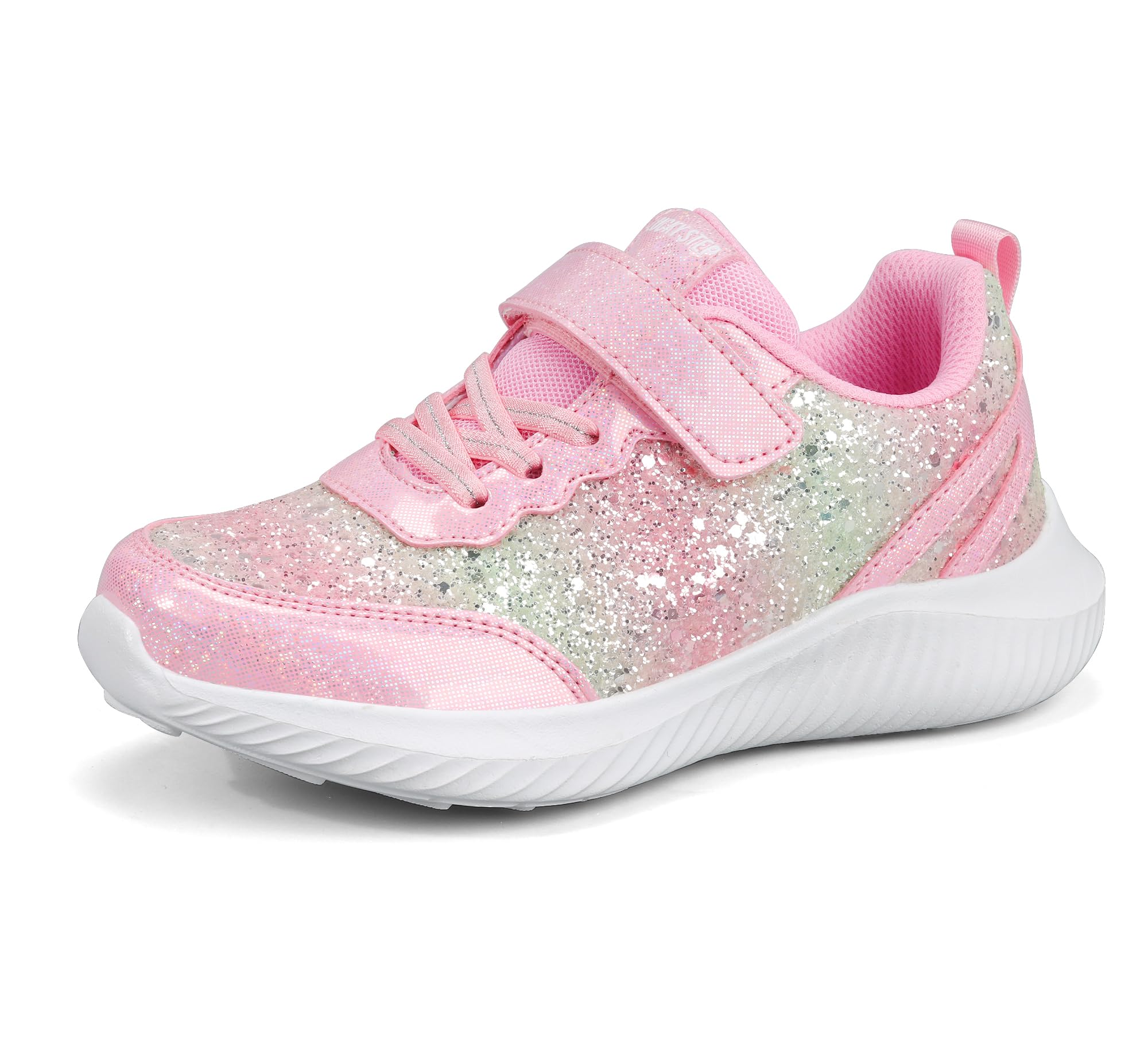 LUCKY STEP Kid's Glitter Fashion Sneakers Sparkly Princess Tennis Bling Shiny Sequins Athletic Walking School Shoes for Children/Boys/Girls