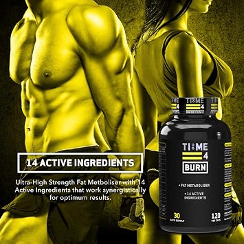 Time 4 Burn High Strength Thermogenic Fat Burners Weight Loss Diet Pills for Men & Women Vegan Friendly, Gluten Free Nutritional Supplements for Weight Management 120 x Capsules – 30 Days Supply