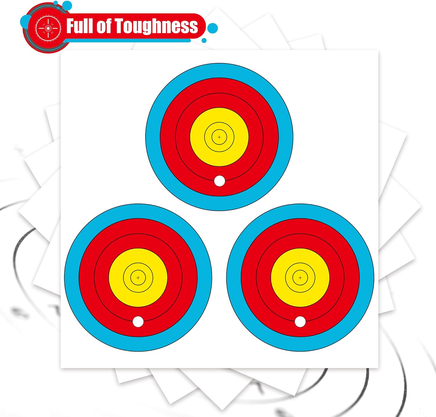 MOLFUJ Archery Targets Paper 3 Spot, New Las Version 30pcs/50pcs, Archery Target Pins Included, Bow and Arrow Targets for Hunting Backyard, Archery Target Practice Accessories