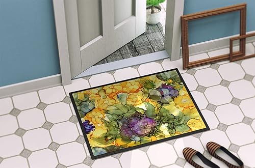 Miniatura 4 de Caroline's Treasures 8958JMAT - Tapete para puerta delantera, 24 x 36 pulgadas, diseño de flores abstractas, morado y amarillo, para interiores y