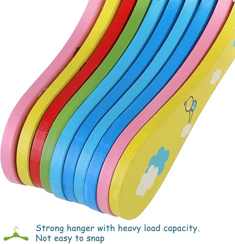 Miniatura 9 de Perchas de madera para niños y niños, perchas de madera para ropa de niños, paquete de 10 (patrón aleatorio)