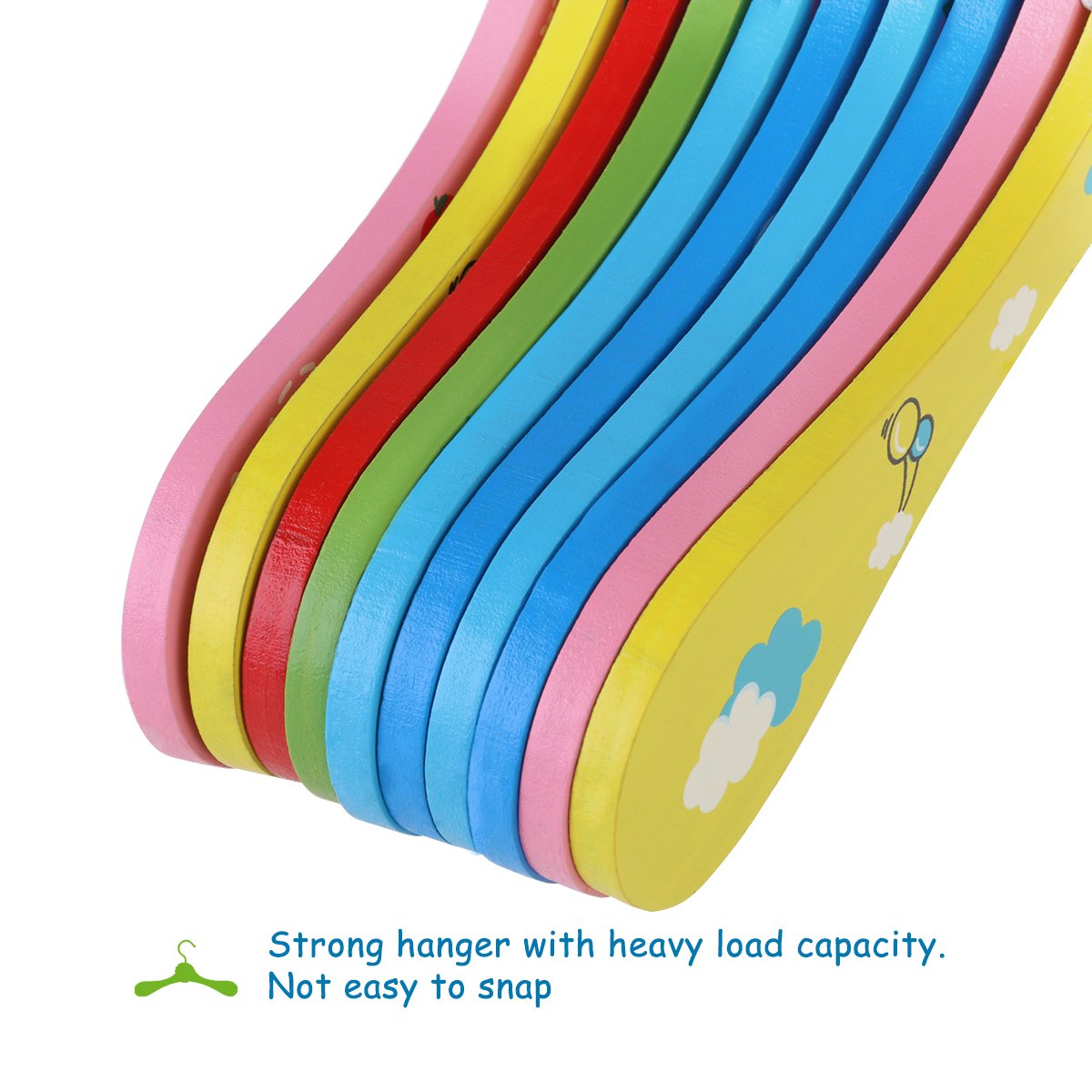 NUOLUX 10pcs Perchas para Bebé Niños animados de Madera Perchas (patrón aleatorio)