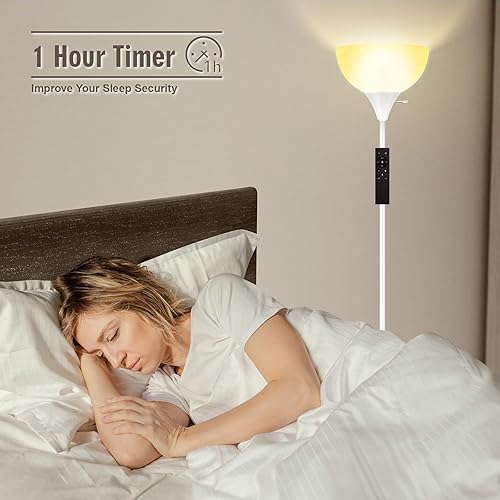 Miniatura 6 de Lámparas de pie para sala de estar, lámparas de pie Torchiere de 71'' con control remoto, temperatura de color y brillo ajustables 2700K-6500K,