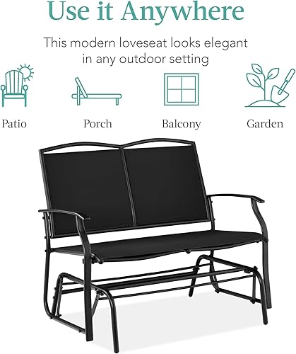 Miniatura 7 de Best Choice Products Balancín de acero para 2 personas para patio, columpio de acero para terraza, porche con tela de textileno, marco de acero -