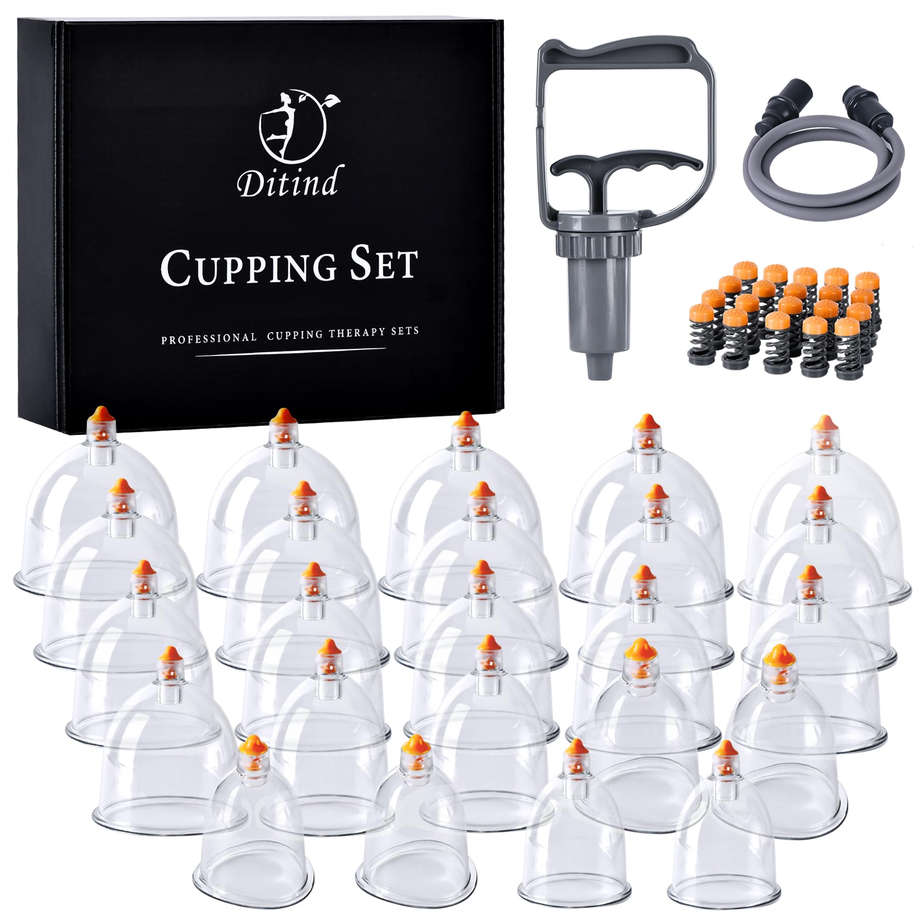 Ditind Cupping Therapy Set, 24 Pcs Cupping Set, Professional Cupping Kit for Massage Therapy, Portable Upgrade Cupping with Case, Pump Suction Cups