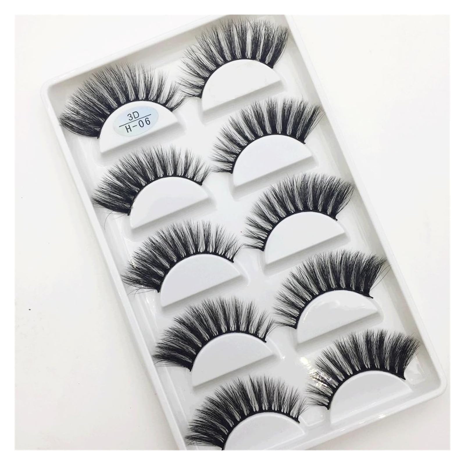 UAMOU 10/50 Boxen 5 Paar 3D Nerz Falsche Wimpern Haar Natürliches Kreuz Langes Unordentliches Make-up Gefälschte Wimpern Verlängerung Make-up Faux Cils Cheerfully (Color : 5Pairs H01, Size : 100 Box