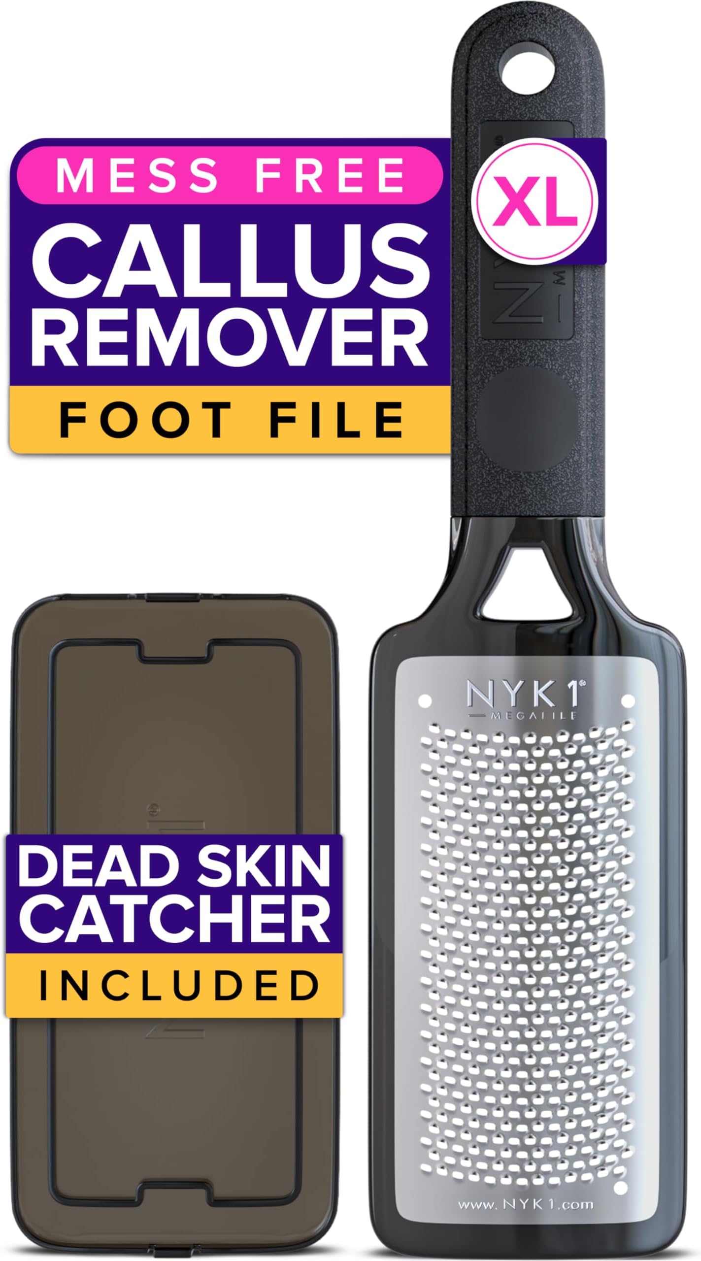 Megafile Foot File Callus Remover For Feet With Dead Skin Catcher (Xl Size) Scrubber Scraper - Hard