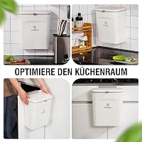 Vividron Konyhai Komposztáló Edény Fedéllel 9L - Fehér Bio Hulladék Gyűjtő Két Tartállyal - Akasztható Szekrény Alá 8