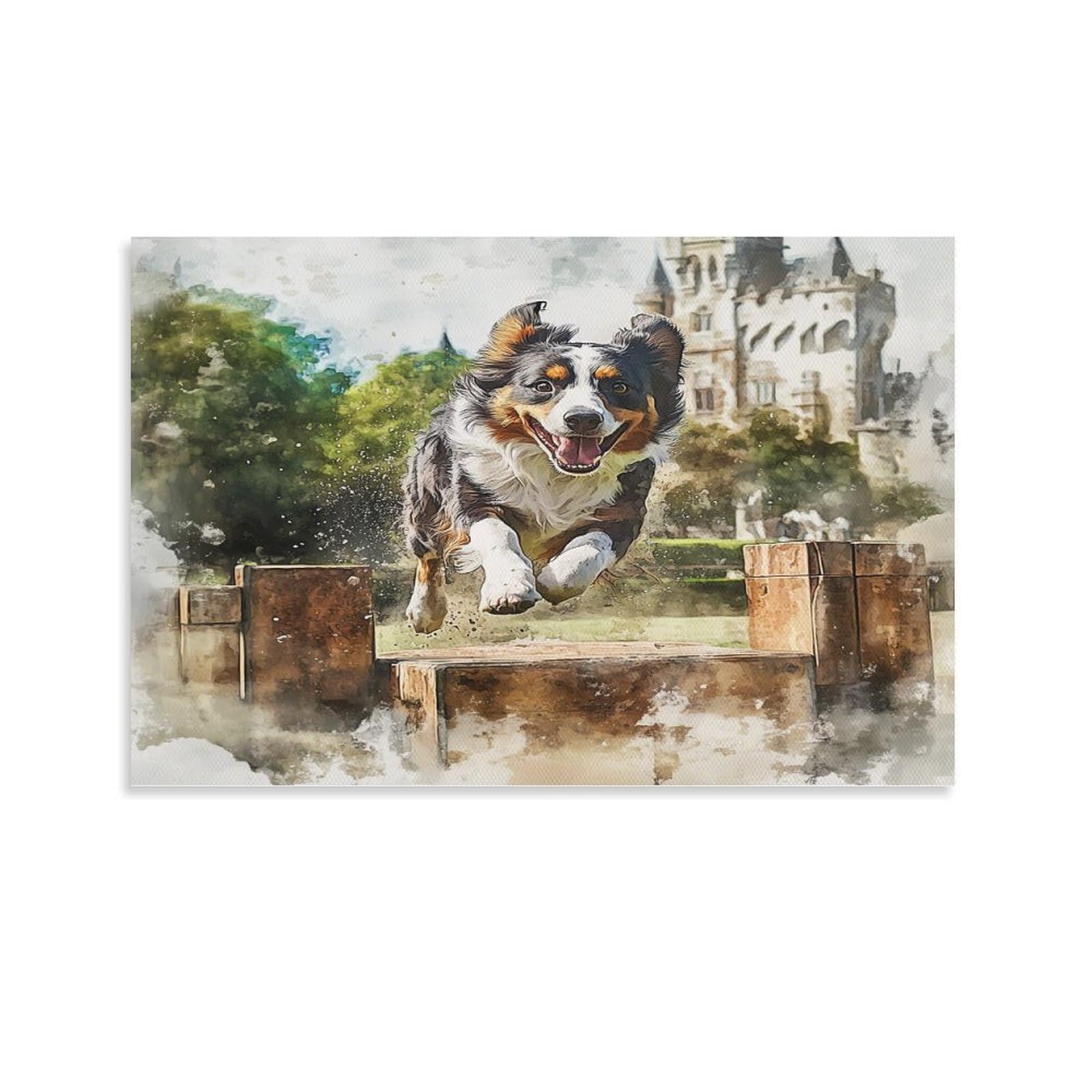 Lienzo de Australian Shepherd decoracion para pasillo y comedor pintura moderna de 50x75cm 6