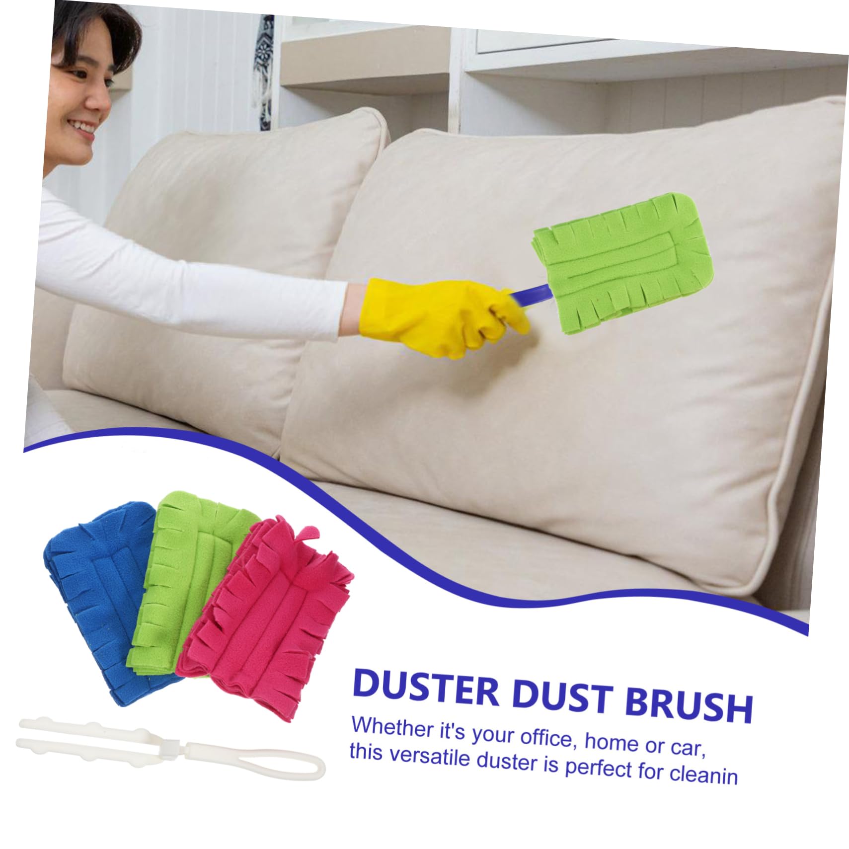 PartyKindom 5juegos Recambios De Plumero De Flanela Reutilizables para Limpieza De Ventiladores De Techo y Suelos Mango Lavables y Eficaces Polvo Colores
