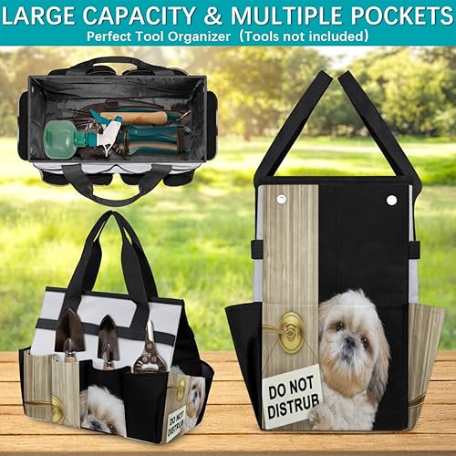 Miniatura 4 de Cute Puppy Garden Tool Tote Bag for Women Men Gardening Tool Storage Bags with 10 Pockets Standable Garden Home Tool Kits Organizer for Indoor