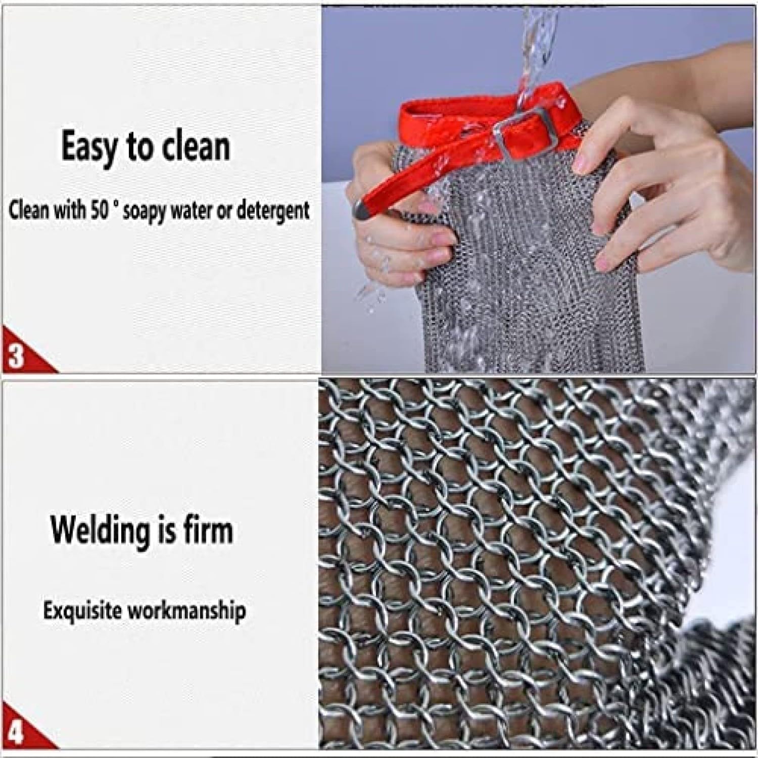 Schnittschutz-Handschuhe, Schnittschutz Stichfester Fleischerhandschuh Aus Rostfreiem Stahl Mit Metallgitter, Schnittfeste Handschuhe, Kettenhandschuh Metzger, Handschuhe Küche