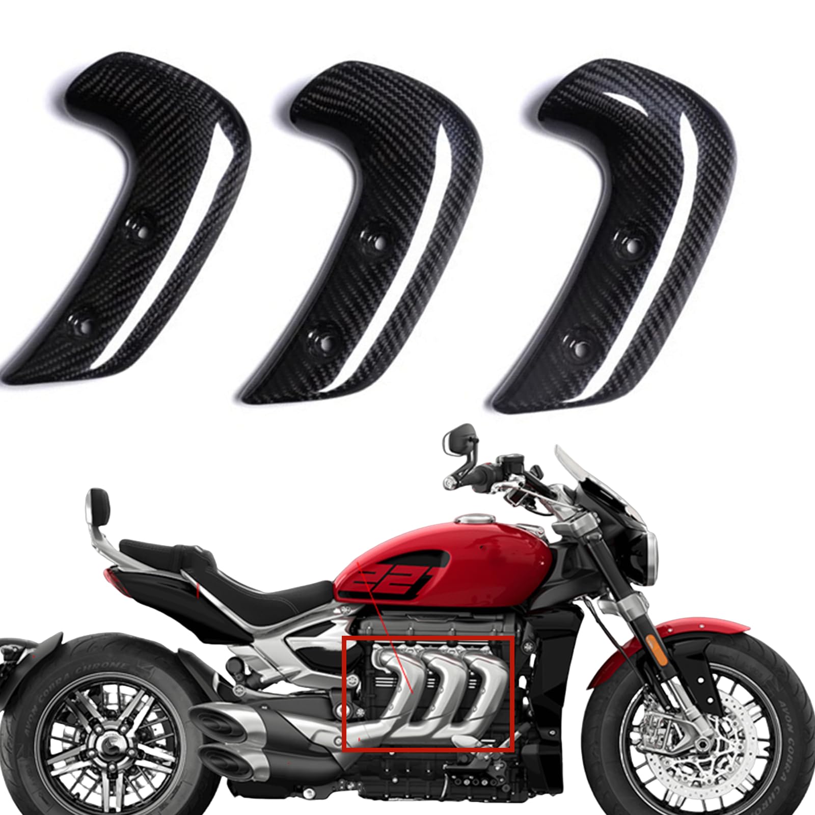 Cubierta de protección térmica para escape lateral de motocicleta para Triumph Rocket 3 GT 2020-2023, fibra de carbono