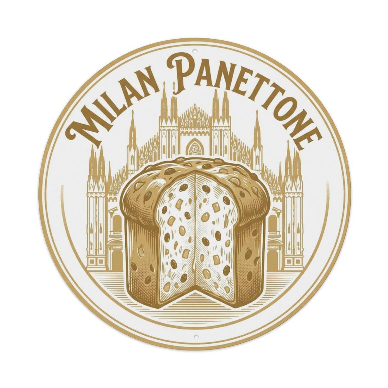 Retro Milan Italy Panettone Duomo Culinary Travel Metal Tin Sign