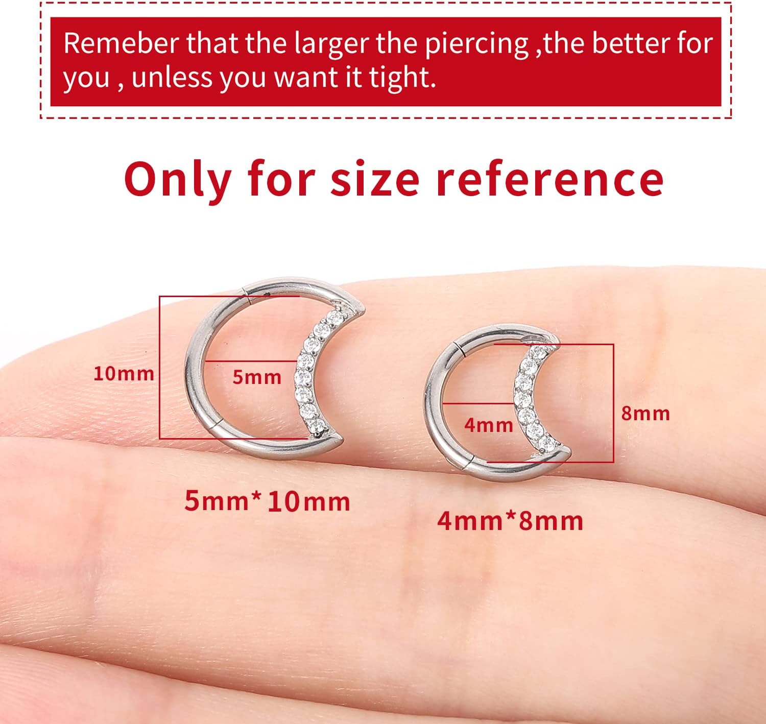 VOJO G23 Titanium Moon Daith Rook Piercing Earrings Jewelry Tragus Helix Nose Rings Cartilage for Women - Image 2