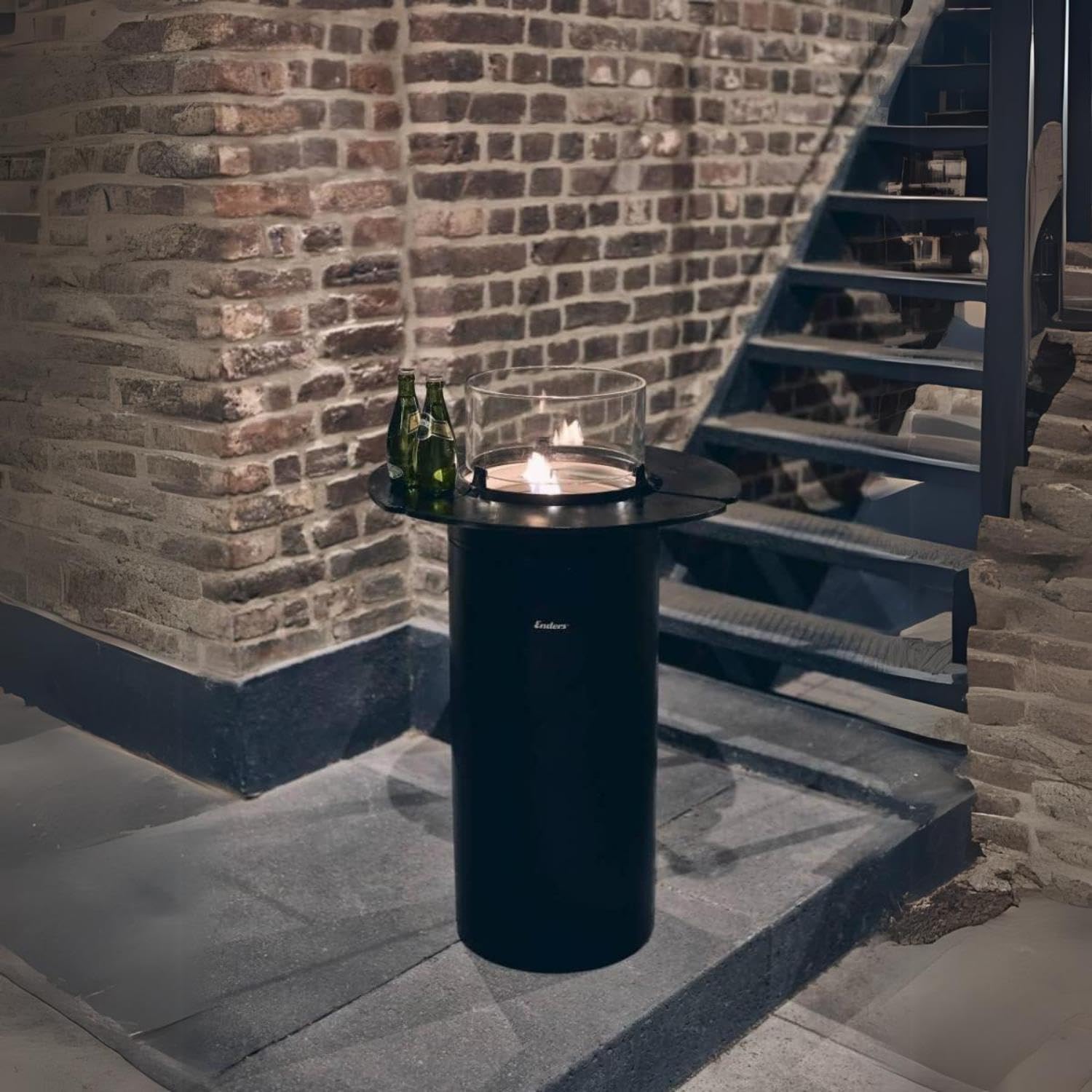 Enders NOVA LED L BLACK Gas Terrassenfeuer H102cm Ø62cm Schwarz