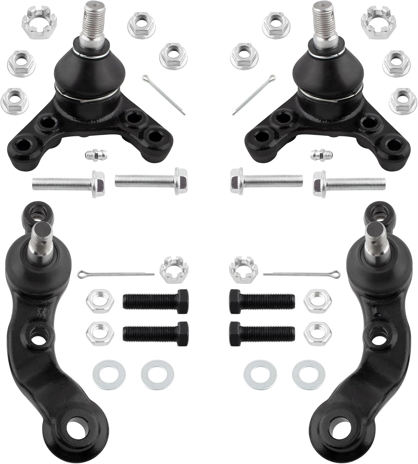 BOXI (Set of 4) Front Upper Lower Ball Joints Kit fit for Toyota Tacoma 1995 1996 1997 1998 1999 2000 2001 2002 2003 2004 RWD 2-Wheel Drive / K90260 K90261 K90256 K90257