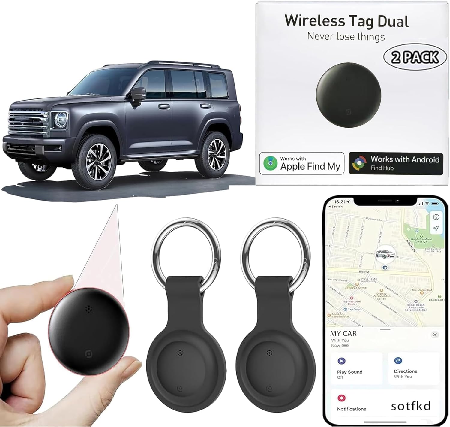 2-Pack GPS Vehicle Tracker – No Subscription, Waterproof, Compatible with iOS & Android 2-Pack GPS Vehicle Tracker – No Subscription, Waterproof, Compatible with iOS & Android