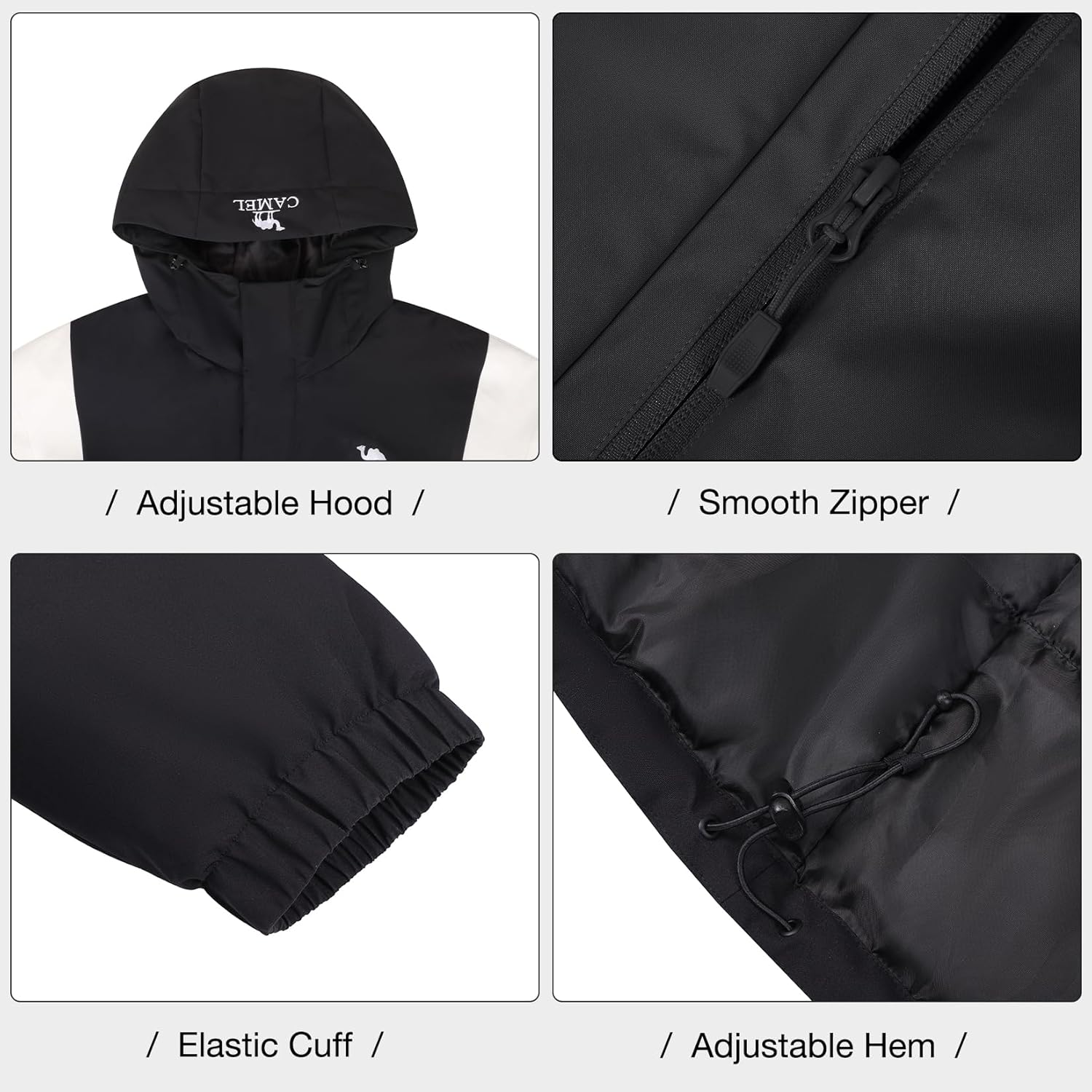 CAMEL Men's Ski Jacket Winter Coat Waterproof Snowboard Jacket Warm Hooded Parka Windproof Rain Outerwear - Image 6