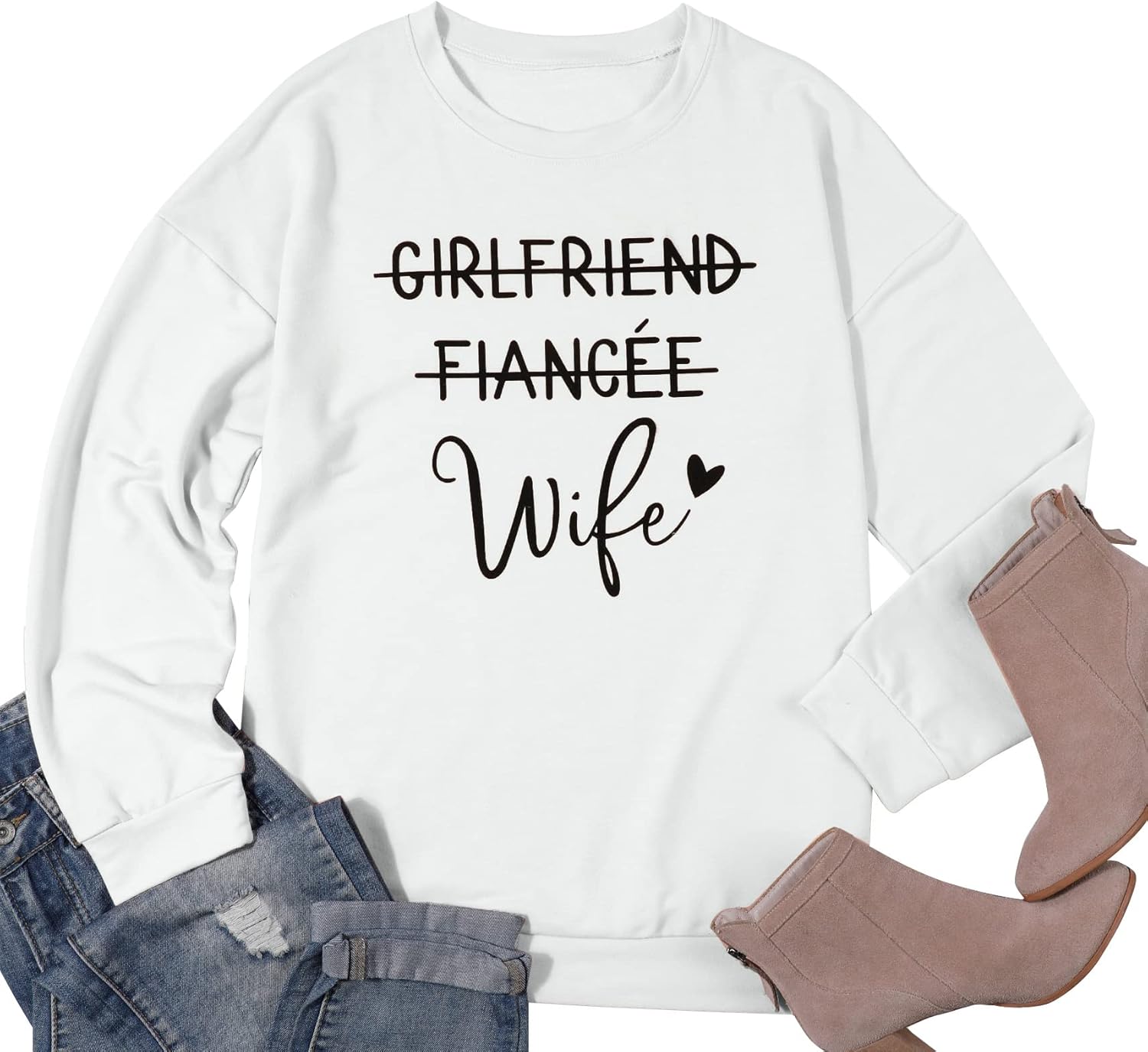 JINTING Wifey Sweatshirt for Women - Girlfriend Fiancee Wife Honeymoonin Bride to Be Engagement Gift Pullover - Image 5