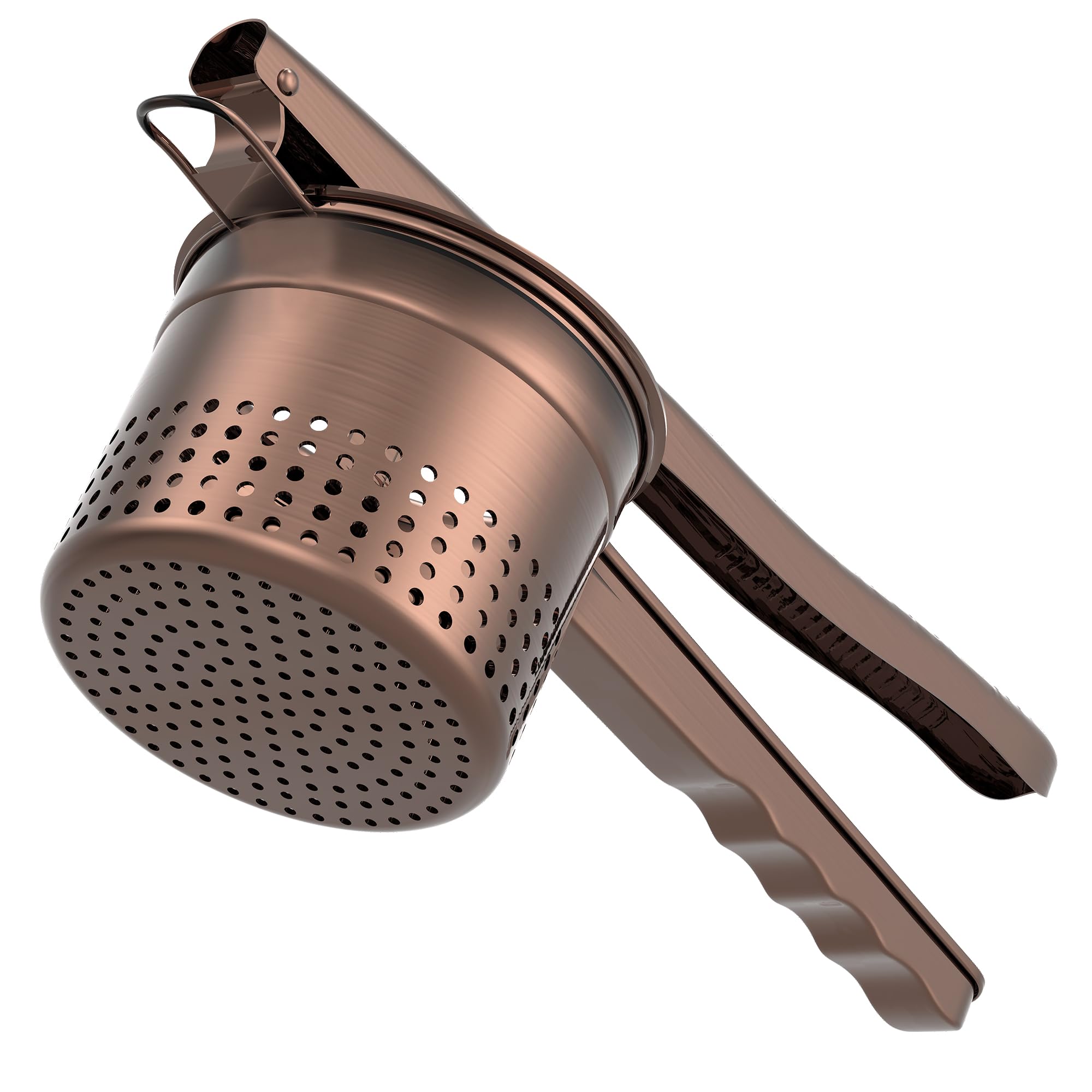 GloTika Großer Kartoffelstampfer mit ergonomischem Griff, Stampfer und Presse, Küchenwerkzeug für Kartoffelpüree, Nudelmaschine, 425 ml, bronzefarben