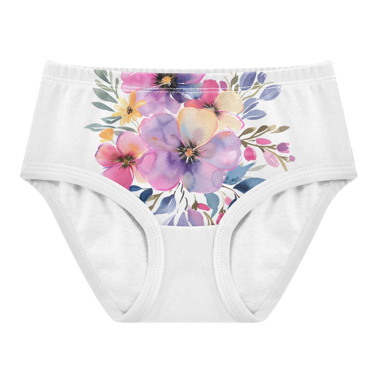 ALAZA Toddler Girls Cotton Hipster Underwear Soft Flower Watercolor 2 Pack 2T