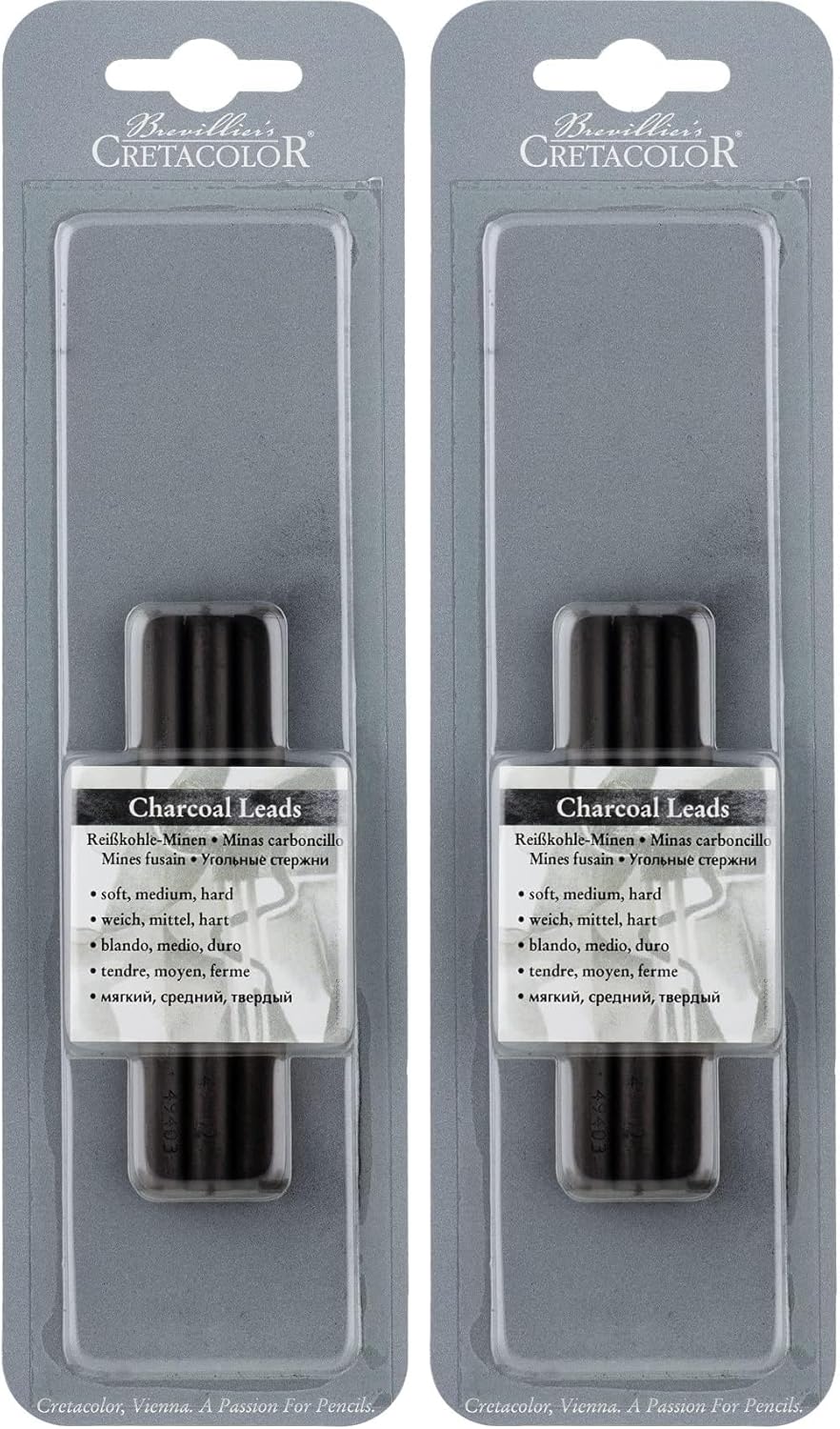 Cretacolor Compressed Charcoal Set, Soft, Medium, Hard