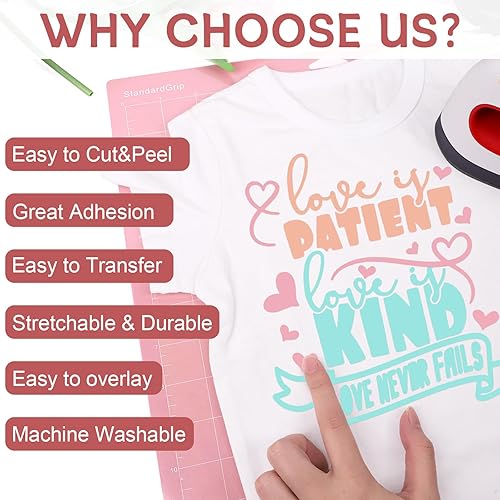 Miniatura 5 de WRAPXPERT Paquete de vinilo de transferencia de calor boho pastel para planchar de 12 x 10 pulgadas, 8 colores pastel surtidos HTV para camisetas,